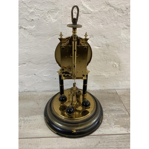 25 - A vintage German Schatz brass and glass anniversary mantel clock - approx. 32cm high