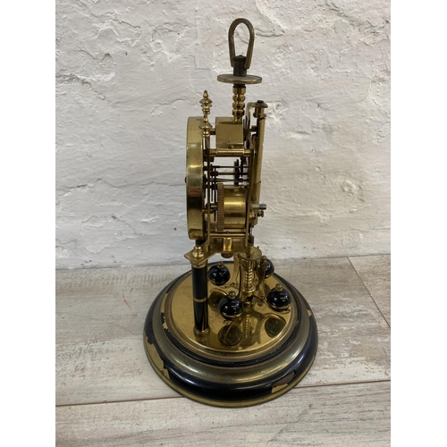 25 - A vintage German Schatz brass and glass anniversary mantel clock - approx. 32cm high