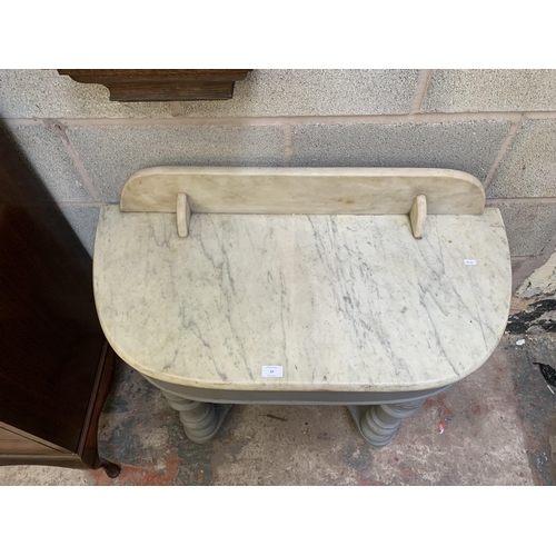 33 - A Victorian grey painted washstand with white marble top - approx. 86cm high x 90cm wide