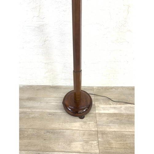 40 - A late Victorian mahogany standard lamp with white tasseled shade - approx. 152cm high (excluding sh... 