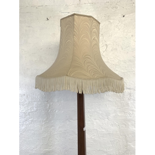 40 - A late Victorian mahogany standard lamp with white tasseled shade - approx. 152cm high (excluding sh... 