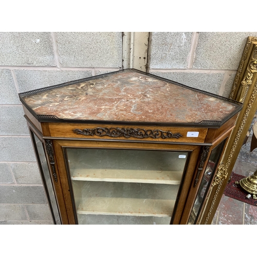 49 - A late 19th/early 20th century French Louis XV style free-standing corner display cabinet - approx. ... 