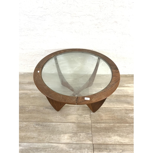 62 - A mid 20th century G Plan Astro teak and glass circular coffee table - approx. 46cm high x 84cm diam... 