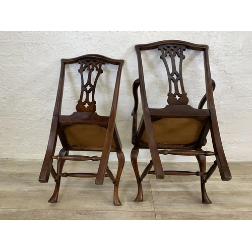 69 - A set of eight early 20th century Chippendale revival mahogany dining chairs