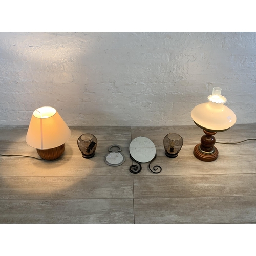 7 - Six items, four table lamps and two mirrors