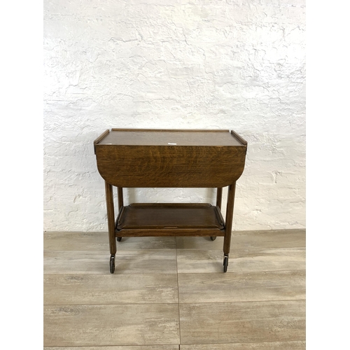 74 - A mid 20th century oak drop leaf tea trolley