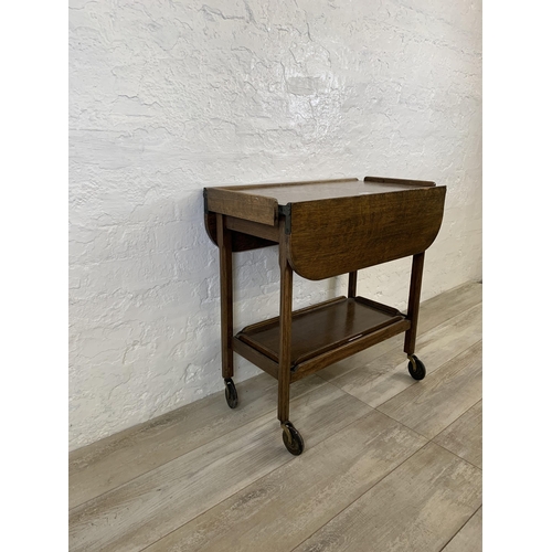 74 - A mid 20th century oak drop leaf tea trolley