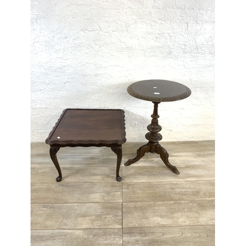 75 - Two pieces of furniture, one Victorian style hardwood tripod circular side table - approx. 72cm high... 