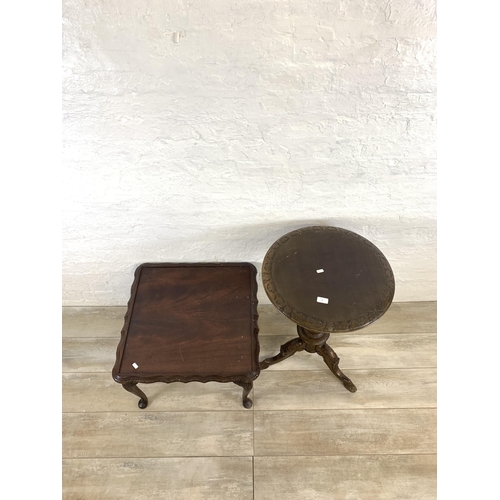 75 - Two pieces of furniture, one Victorian style hardwood tripod circular side table - approx. 72cm high... 