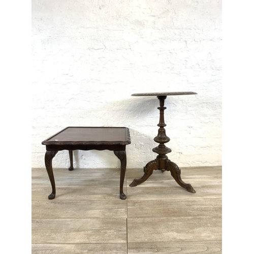 75 - Two pieces of furniture, one Victorian style hardwood tripod circular side table - approx. 72cm high... 