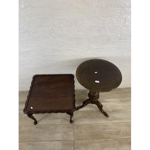 75 - Two pieces of furniture, one Victorian style hardwood tripod circular side table - approx. 72cm high... 