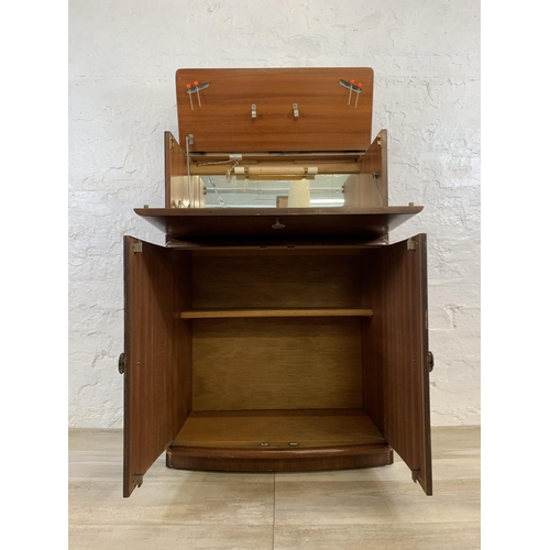 76 - A mid 20th century walnut cocktail  cabinet - approx. 93cm high x 61cm wide x 32cm deep