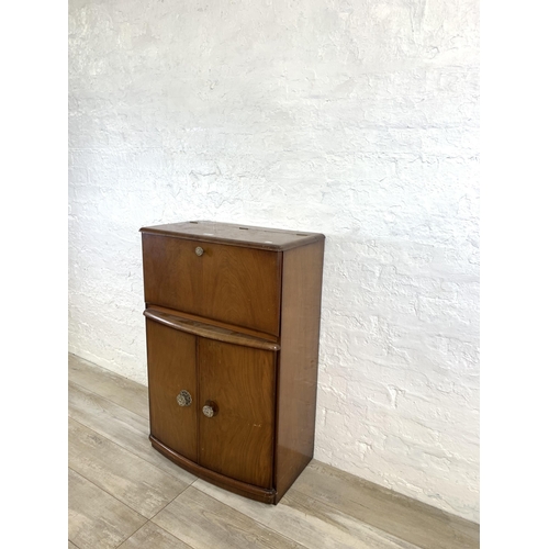 76 - A mid 20th century walnut cocktail  cabinet - approx. 93cm high x 61cm wide x 32cm deep