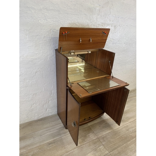 76 - A mid 20th century walnut cocktail  cabinet - approx. 93cm high x 61cm wide x 32cm deep