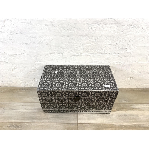 80 - A modern embossed metal twin handled trunk - approx. 30cm high x 58cm wide x 30cm deep