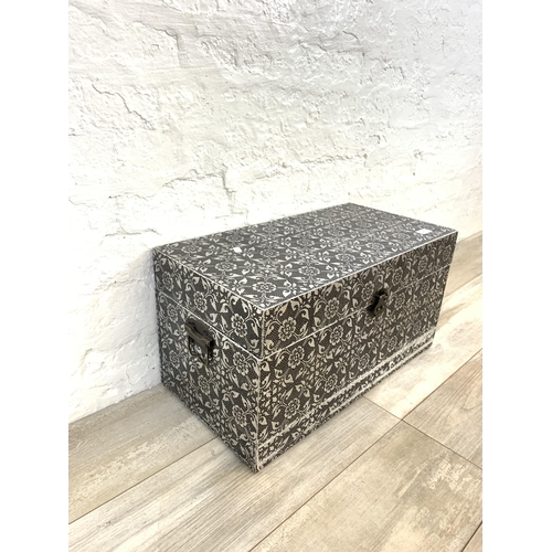 80 - A modern embossed metal twin handled trunk - approx. 30cm high x 58cm wide x 30cm deep