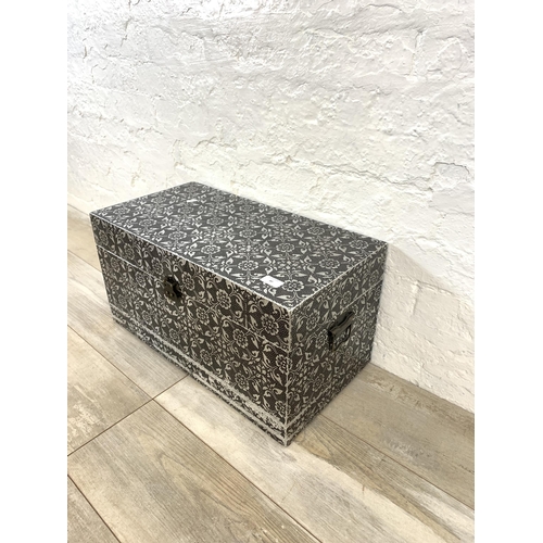 80 - A modern embossed metal twin handled trunk - approx. 30cm high x 58cm wide x 30cm deep