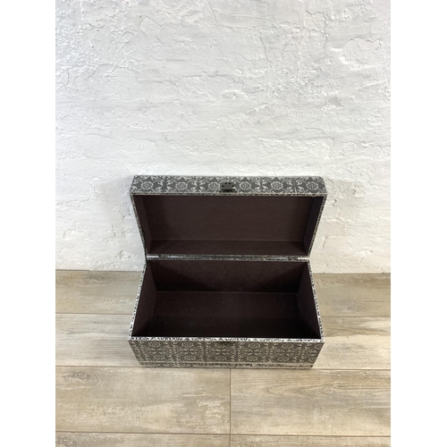 80 - A modern embossed metal twin handled trunk - approx. 30cm high x 58cm wide x 30cm deep