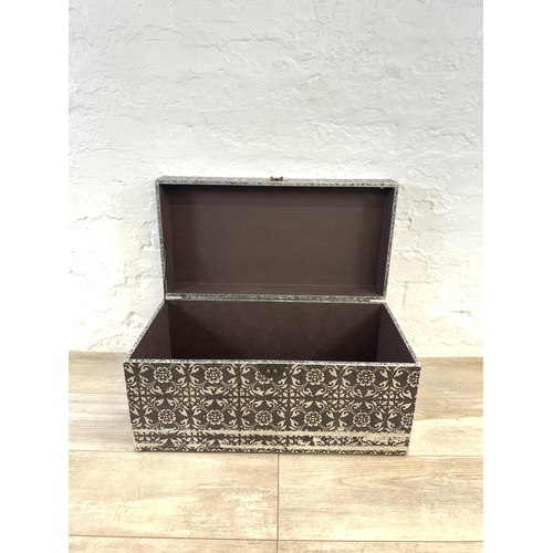 80 - A modern embossed metal twin handled trunk - approx. 30cm high x 58cm wide x 30cm deep