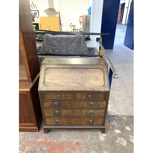 85 - A Georgian style mahogany bureau - approx. 105cm high x 91cm wide x 52cm deep