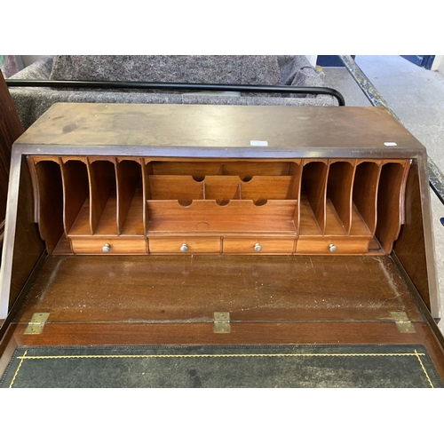 85 - A Georgian style mahogany bureau - approx. 105cm high x 91cm wide x 52cm deep