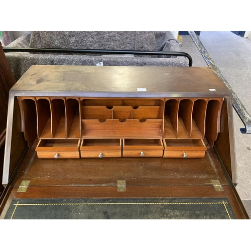 85 - A Georgian style mahogany bureau - approx. 105cm high x 91cm wide x 52cm deep