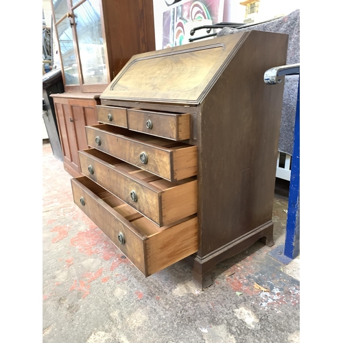 85 - A Georgian style mahogany bureau - approx. 105cm high x 91cm wide x 52cm deep