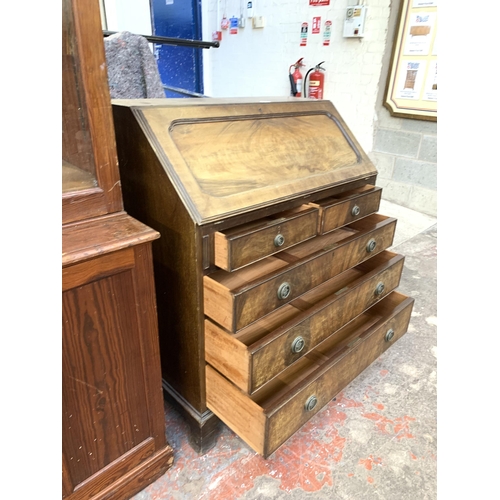 85 - A Georgian style mahogany bureau - approx. 105cm high x 91cm wide x 52cm deep