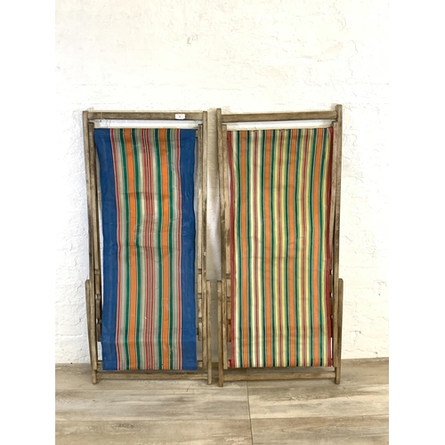 88 - Two mid 20th century beech framed sun loungers