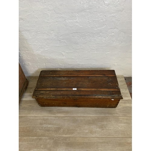 89 - Two 19th century pine blanket boxes - largest approx. 47cm high x 91cm wide x 50cm deep