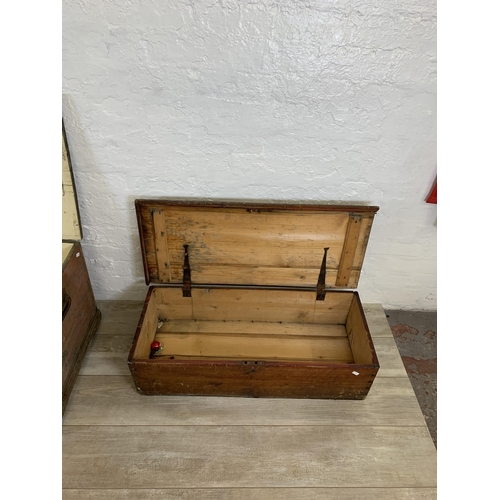 89 - Two 19th century pine blanket boxes - largest approx. 47cm high x 91cm wide x 50cm deep