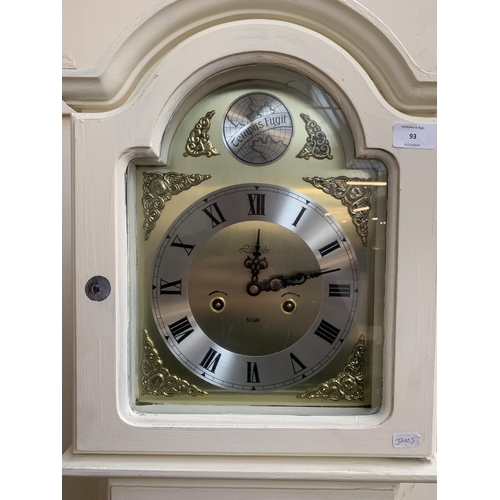 93 - A Lincoln Tempus Fugit 31 day chiming white painted Grandmother clock - approx. 176cm high