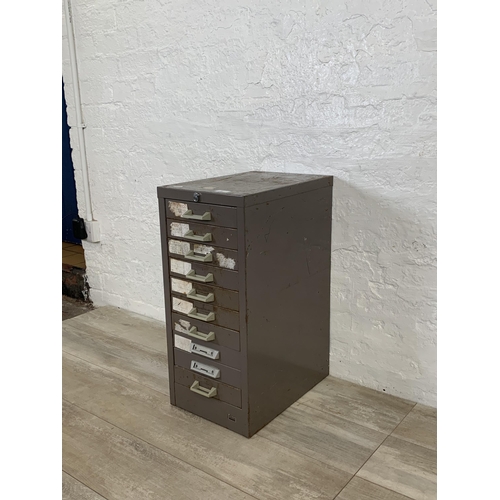 96 - A mid 20th century Stor grey metal ten drawer office filing cabinet