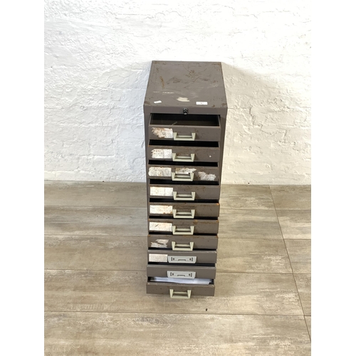 96 - A mid 20th century Stor grey metal ten drawer office filing cabinet