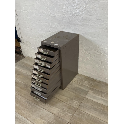 96 - A mid 20th century Stor grey metal ten drawer office filing cabinet