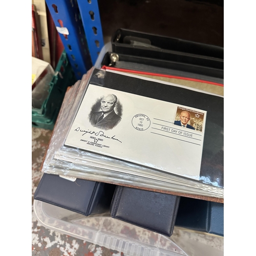 542 - Six boxes containing a large collection of first day covers and worldwide stamps