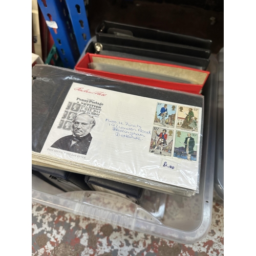 542 - Six boxes containing a large collection of first day covers and worldwide stamps