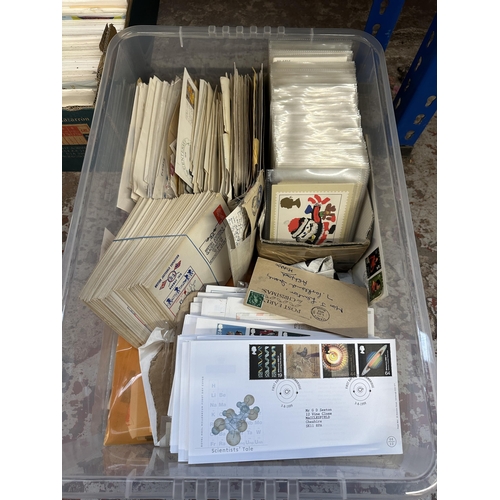 542 - Six boxes containing a large collection of first day covers and worldwide stamps