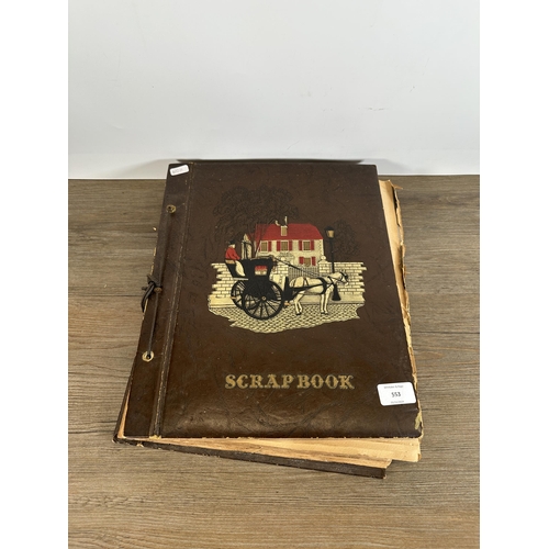 553 - A vintage scrapbook containing a collection of newspaper, magazine and book cuttings