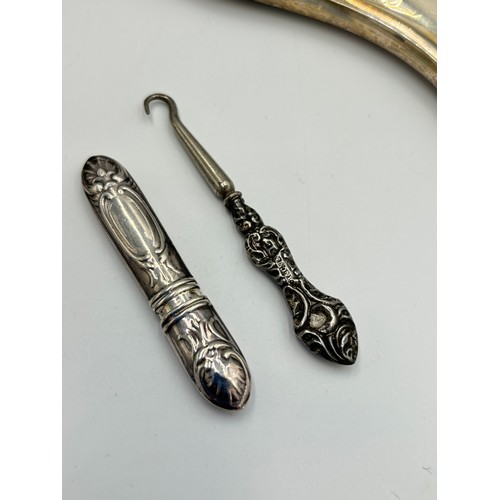 2379 - Eight silver items to include hallmarked London silver fronted address book, .800 silver chainmail l... 