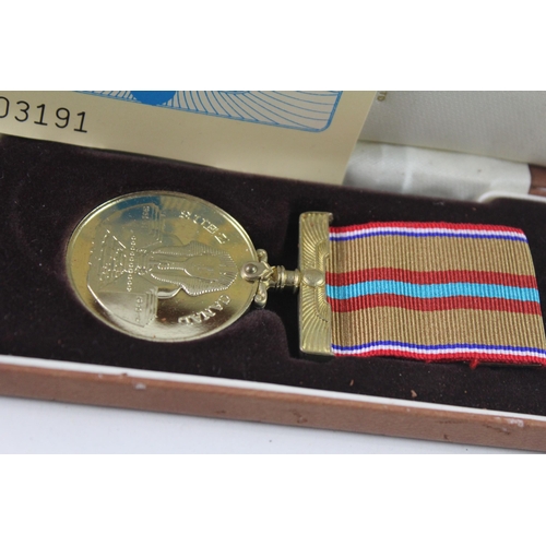 2314 - Five boxed medals, two National Service, two Women's Voluntary Service and one Suez Canal