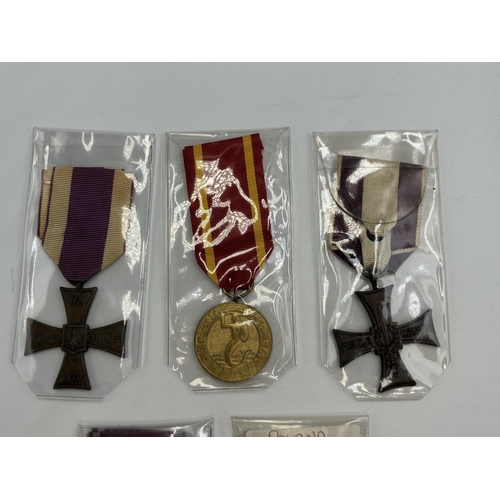 2337 - Five Polish military medals to include Cross of Valour, Gold First Class of Merit etc.