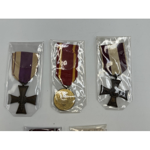 2337 - Five Polish military medals to include Cross of Valour, Gold First Class of Merit etc.