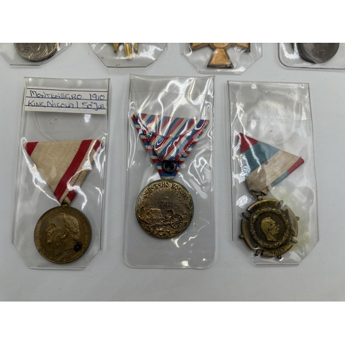 2342 - Seven Serbia and Montenegro military medals to include Golden Jubilee, 1914 - 1918 Great War etc.