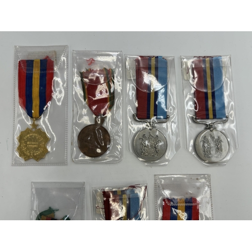 2344 - Seven African military medals to include Rhodesian General Service presented to R107572T RFN. B. Joh... 