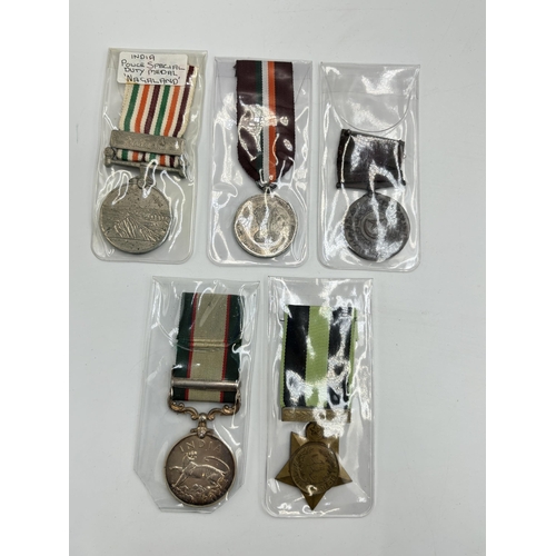 2345 - Five Indian military and police medals to include North West Frontier 1937-39 General Service presen... 