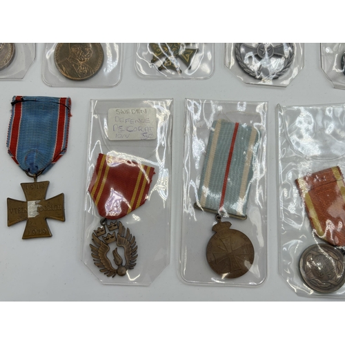 2352 - Seventeen European military medals to include Austrian WWI Bravery, 1873 Austro-Hungary General Camp... 