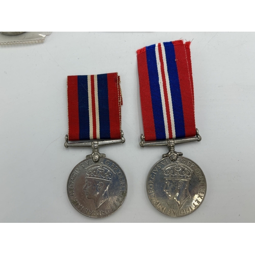 2355 - Five WWII British military medals, two Defence, two War and one Australian Service