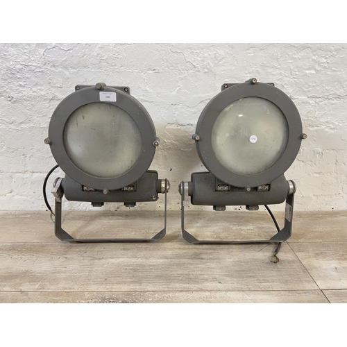 104 - A pair of Thorn grey metal floodlights - approx. 45cm high x 28cm diameter