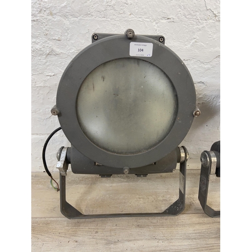 104 - A pair of Thorn grey metal floodlights - approx. 45cm high x 28cm diameter